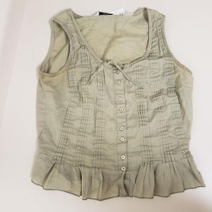 sage green button blouse